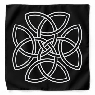 White Celtic Four Triquetra Cross on Black Bandana
