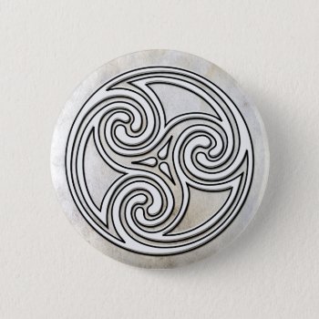 White Celtic Irish Knot Triskelion Marble Button by oddlotpaperie at Zazzle