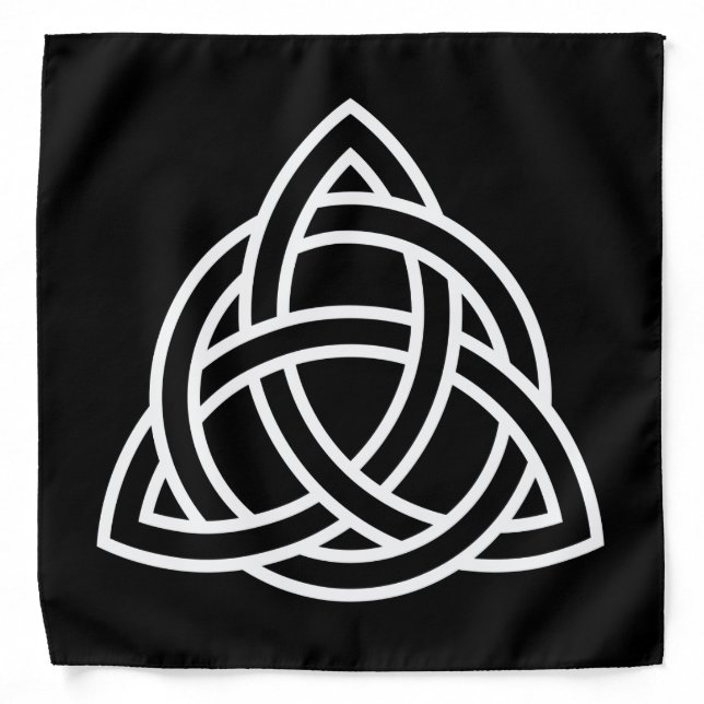 White Celtic Triquetra Triangle Interlaced Circle Bandana (Front)