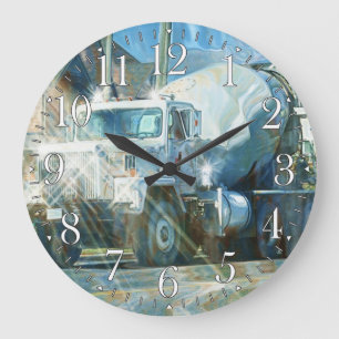 White Cement Truck Wall Clock