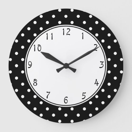 White center circle Small White Polka dots black b Large Clock