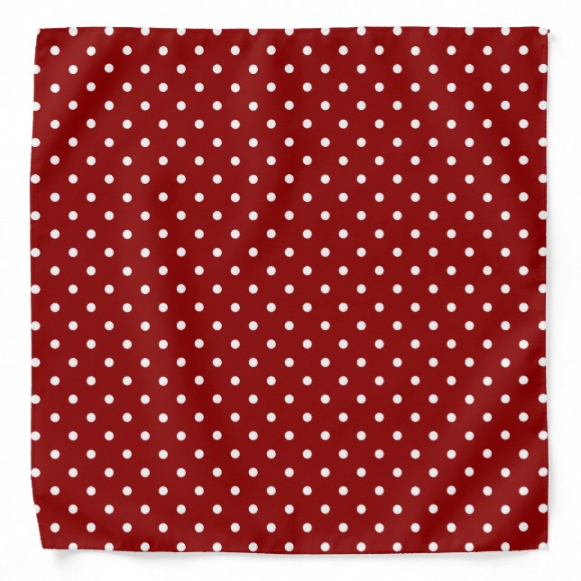 White center Small White Polka dots red background Bandana (Front)