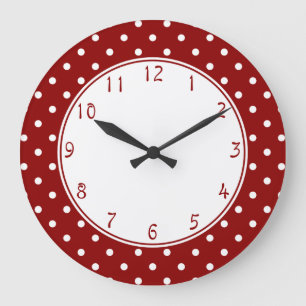 White center Small White Polka dots red background Large Clock