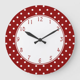 White center Small White Polka dots red background Large Clock