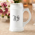 White Ceramic Beer Stein with Custom Initials<br><div class="desc">Easily personalize our ceramic beer stein with your own initials to make it extra special for yourself or as a gift. Available in gray with blue trim and white with metallic gold trim. No minimum order quantity and no setup fee. All orders are fulfilled by Zazzle on Zazzle products. MISOOK...</div>