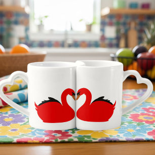 White Ceramic Mug for Couples - Romantic Design