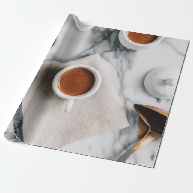 WHITE CERAMIC TEACUP FILLED WITH RED LIQUID WRAPPING PAPER (Unrolled)