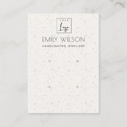 WHITE CERAMIC TEXTURE TWO EARRING DISPLAY LOGO BUSINESS CARD