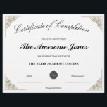 White Certificate of Completion with Custom Logo<br><div class="desc">Hi All. Here is an elegant certificate of completion with a custom logo. You can personalize the text to your liking. Have fun with it. Happy creating.</div>