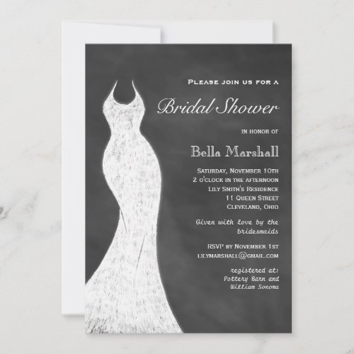 White Chalk Bridal Shower Invitation