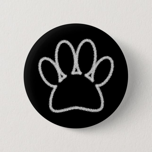 White Chalk Line Dog Paw Print Button (Front)