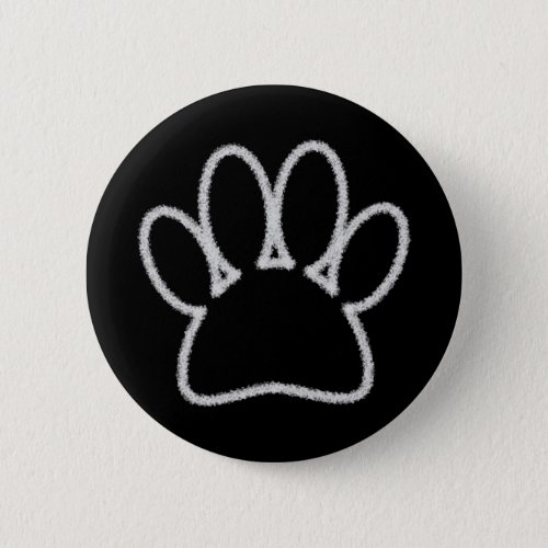 White Chalk Line Dog Paw Print Button