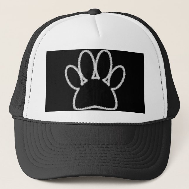White Chalk Line Dog Paw Print Trucker Hat (Front)