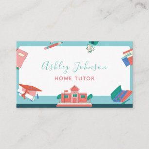 White Chalkboard Blackboard Home Tutor Teacher Business Card