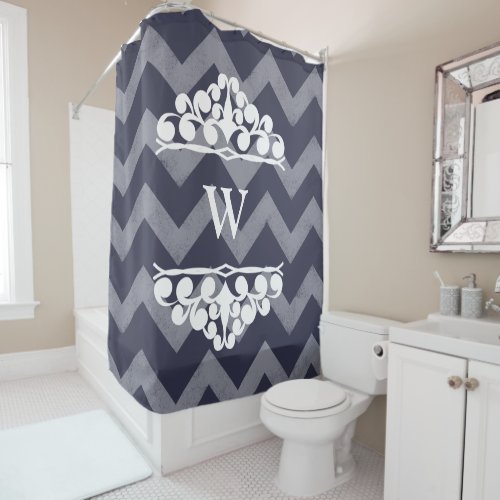 White Chalky Chevrons Chunky Swirls _ Personalized Shower Curtain