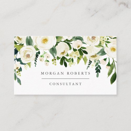 White Champagne Flowers Florist Beauty Profession Business Card