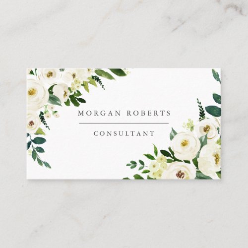 White Champagne Flowers Professional or Beauty Business Card