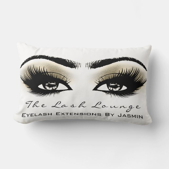 White Champaigne Makeup Eyes Lashes Beauty Lumbar Pillow (Front)