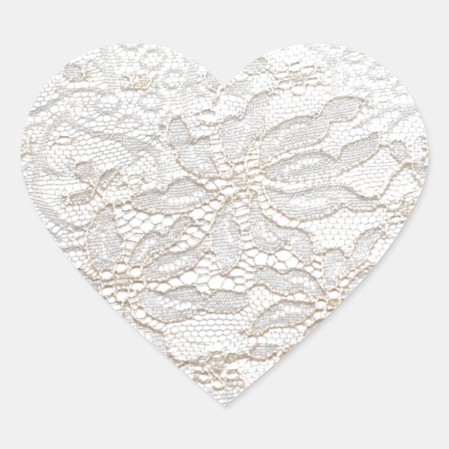 White Chantilly Lace Heart Sticker (Front)