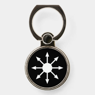 White Chaos Star on Black Phone Ring Stand