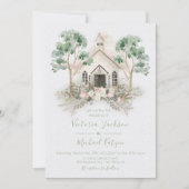 White Chapel in the Eucalyptus Wedding invitations (Front)