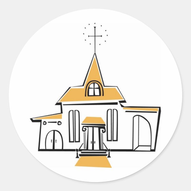 White Chapel with Gold Accents Classic Round Sticker (Front)