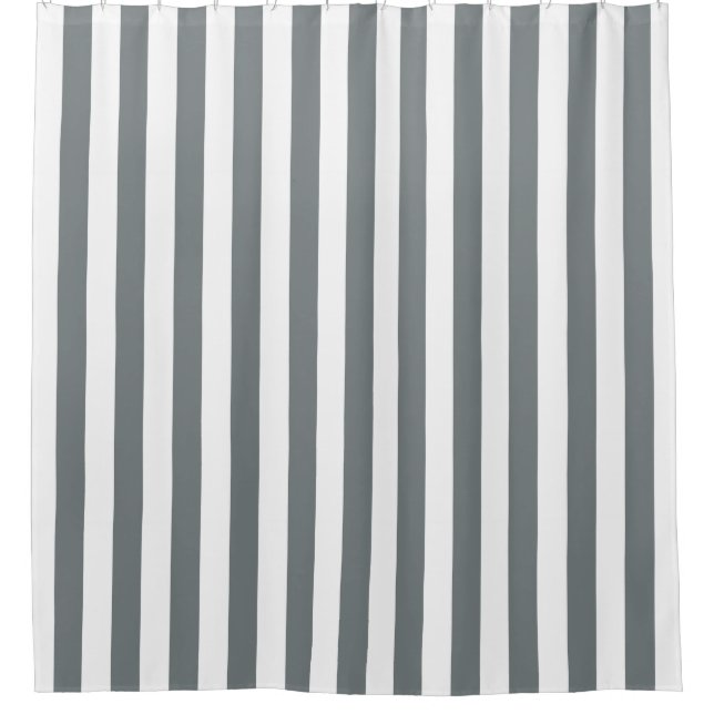 White Charcoal Gray Vertical Stripe NL #0 Shower Curtain (Front)