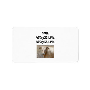 White Charolais Cattle - Western Return Address Label
