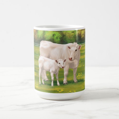 White Charolais Cow  Cute Calf Beef Cattle Coffee Mug