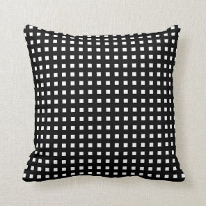 White Check on Black Retro Throw Pillow