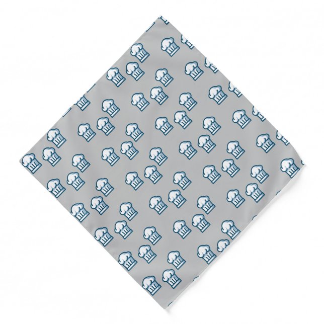 White chef hats on grey bandana (Front)