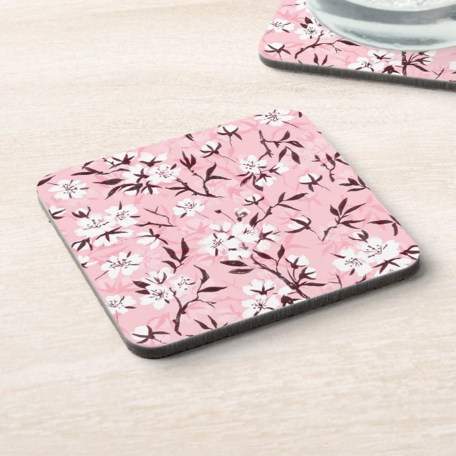 White cherry blossom beverage coaster (Left Side)