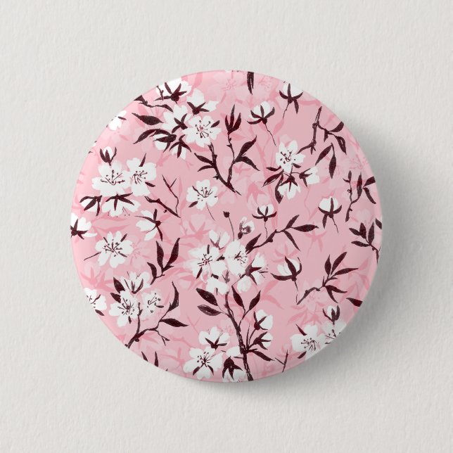 White cherry blossom button (Front)