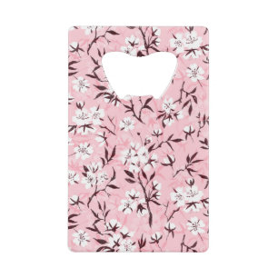 White cherry blossom credit card bottle opener