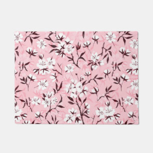 White cherry blossom doormat