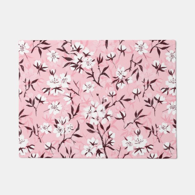 White cherry blossom doormat (Front)