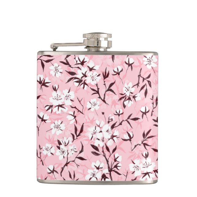 White cherry blossom flask (Front)