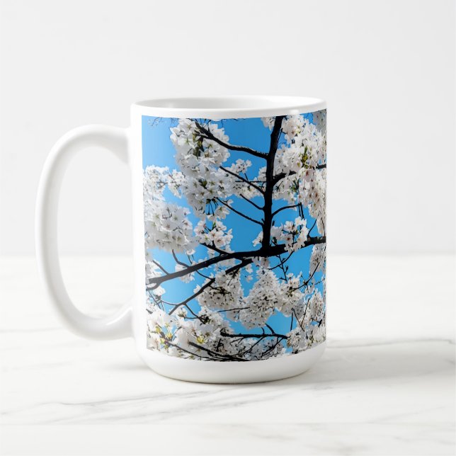 White Cherry Blossom Flower Mug (Left)