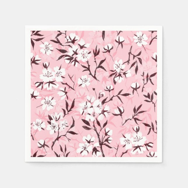 White cherry blossom napkins (Front)