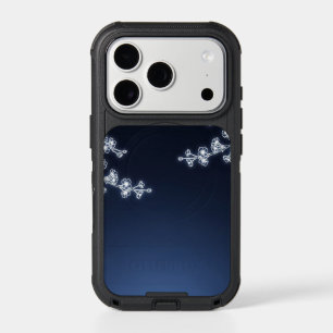 White Cherry Blossom Navy Background iPhone 17 Pro Case