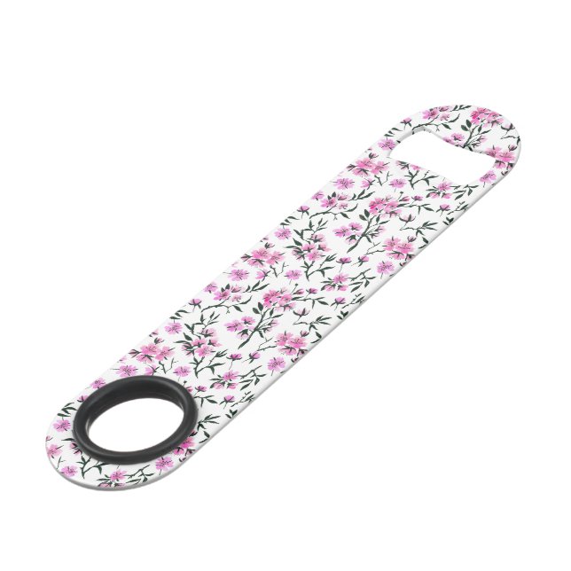 White cherry blossom on white bar key (Front Angled)