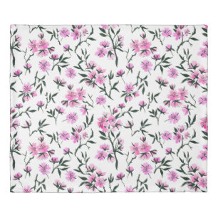 White cherry blossom on white duvet cover