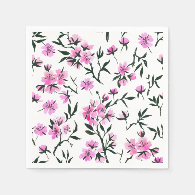 White cherry blossom on white napkins (Front)