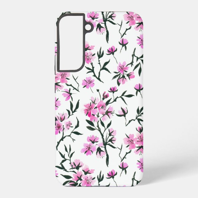 White cherry blossom on white samsung galaxy case (Back)