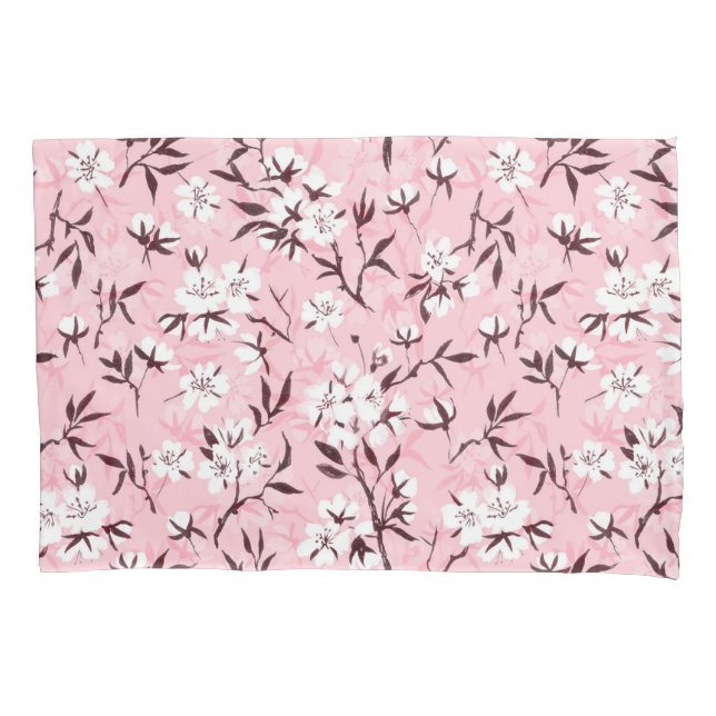 White cherry blossom pillow case (Front)