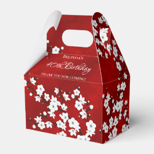 White Cherry Blossom Red Birthday Thank You Favor Boxes