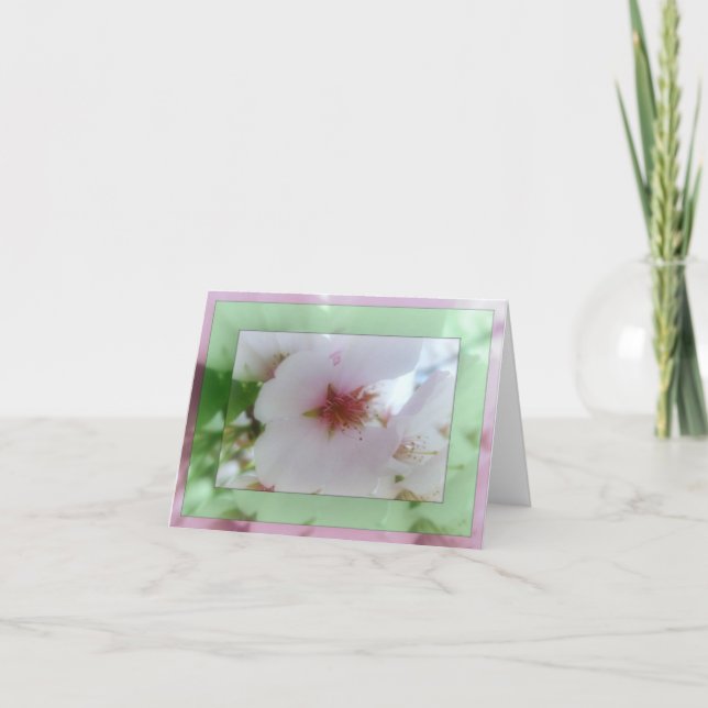 White Cherry Blossom Reflections  Note Card (Front)
