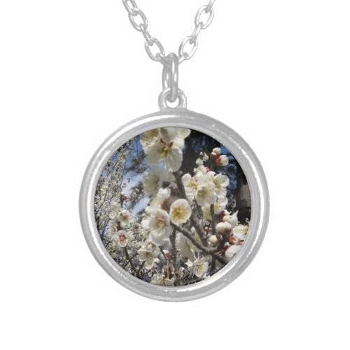 White Cherry Blossom  Sakura  サクラ桜 Silver Plated Necklace