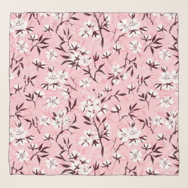 White cherry blossom scarf (Front)