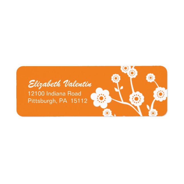 White Cherry Blossom Silhouette Address Labels (Front)